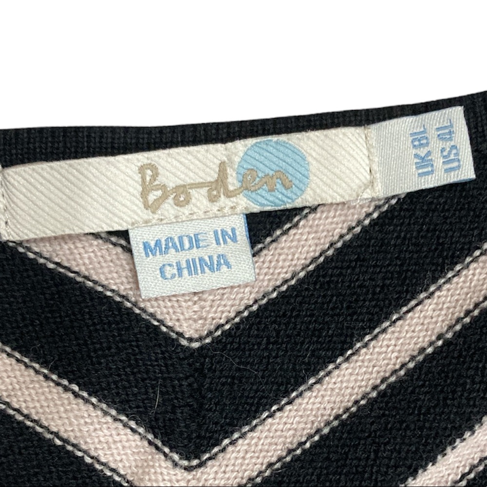 Boden Amelia Striped Fit & Flare Skater Wool Blend Knit Dress Women Sz 4L UK 8L - Picture 8 of 9